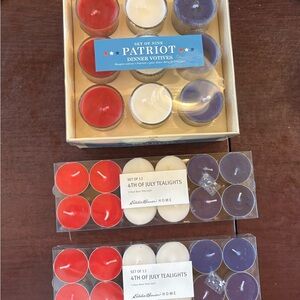 Americana Patriotic NWT set if 9 glass dinner candles and 24 tea lights